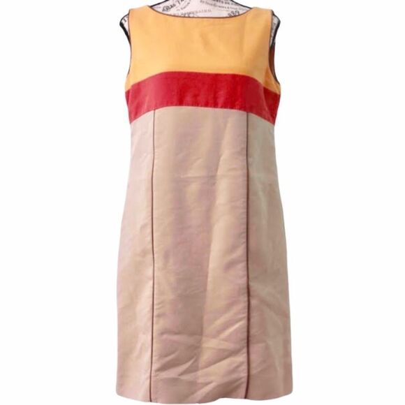 Tahari Colorblock Dress in Orange and Tan - Picture 1 of 7